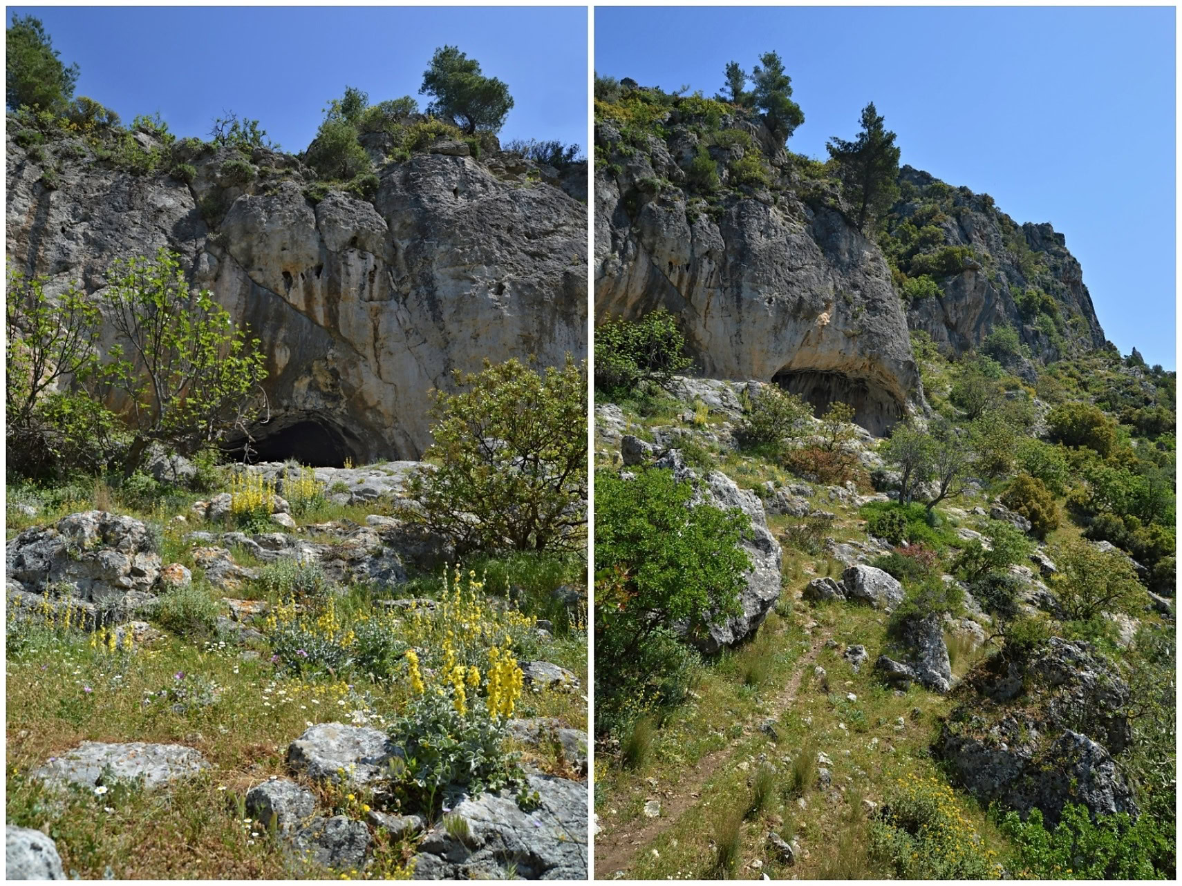 Small caves just before the last descent to Agia Marina Church.