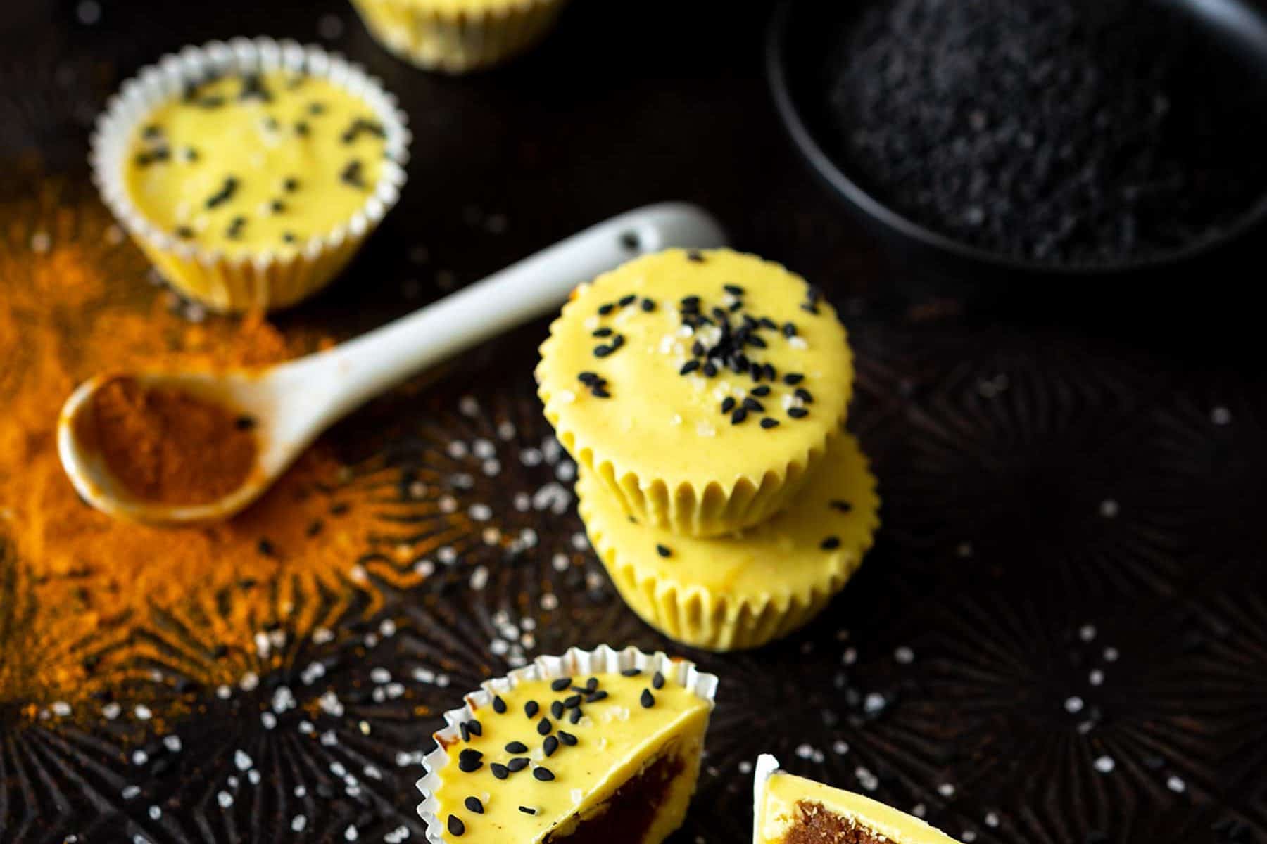 Need a unique, fall treat? These vegan White Chocolate Pumpkin Peanut Butter Cups are incredible, and easier to make than you might think! #dairyfree #glutenfree #veganyackattack