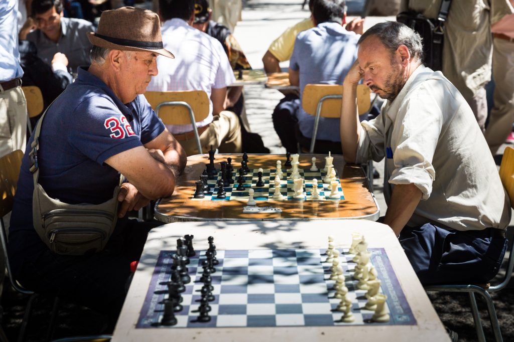 South America trip photo of men playing chess in Santiago