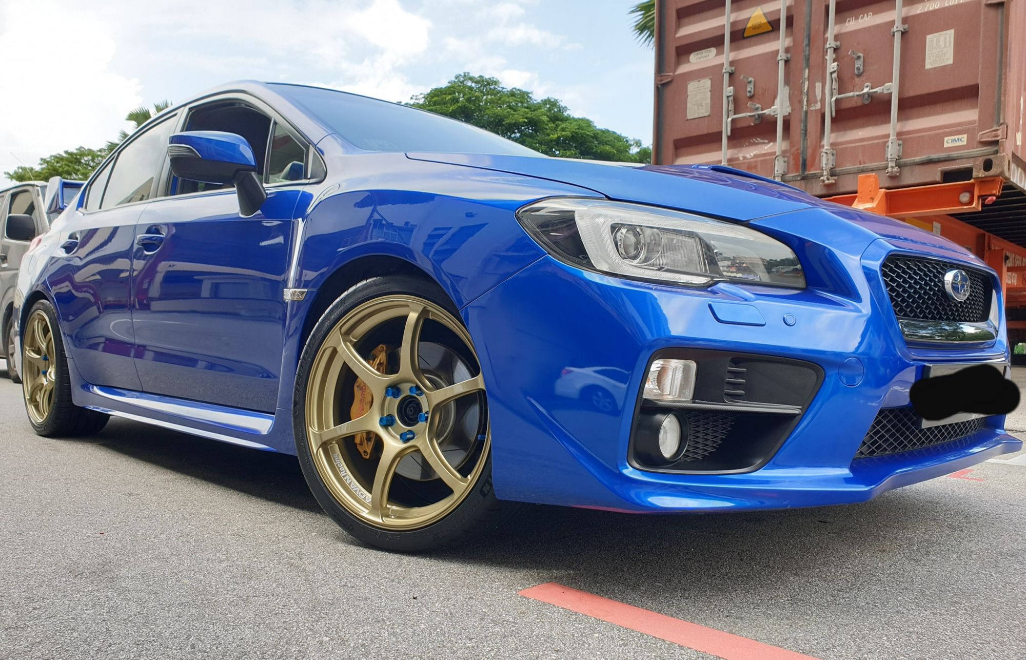 Subaru Wrx Sti Va Blue Advan Rg3 Wheel Front