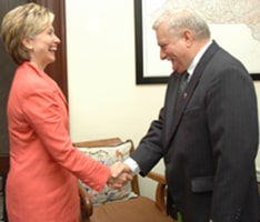 Hillary Clinton Meets Lech Walesa Hillary Clinton meets Lech Walesa at the US Senate
