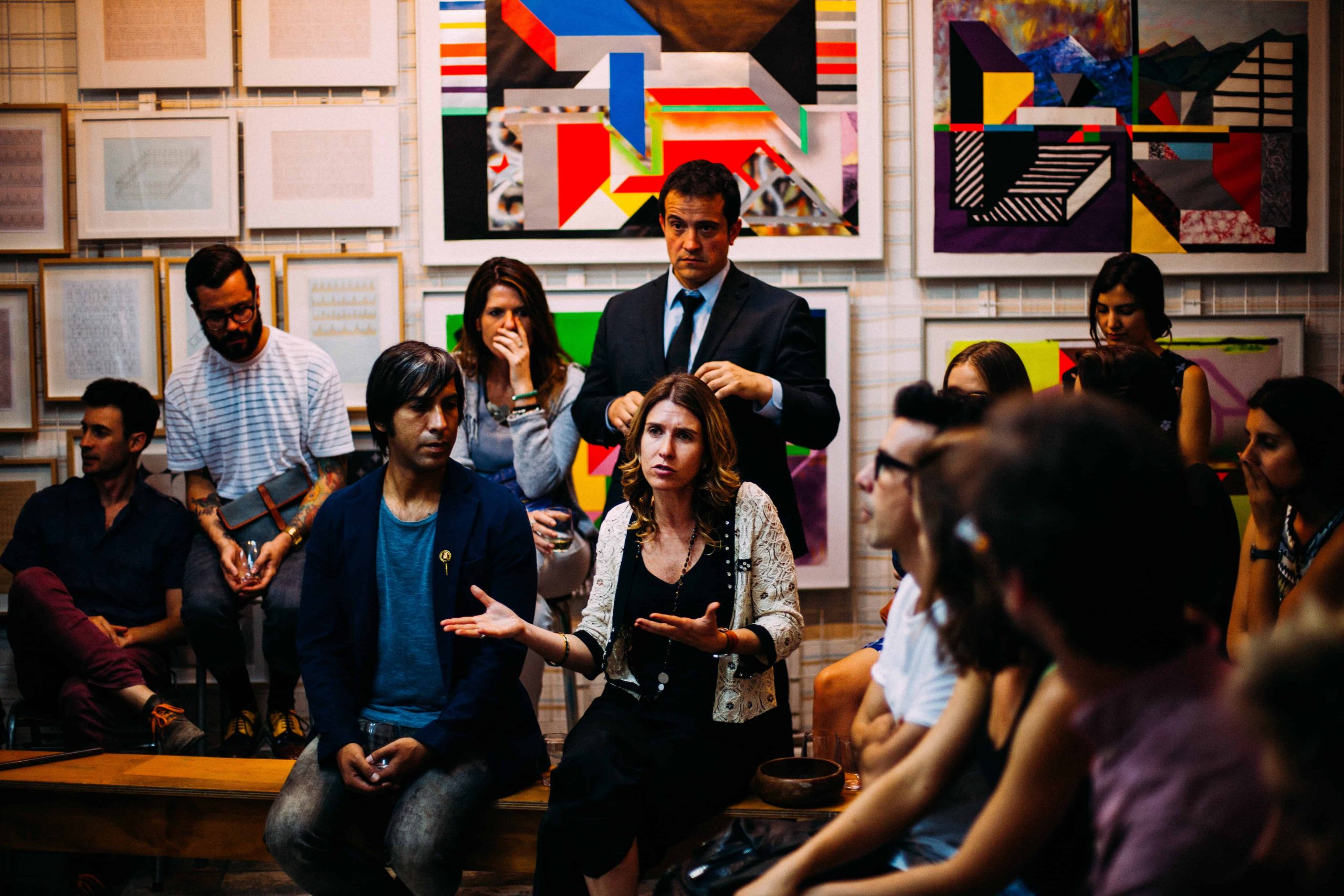 Simultaneous interpreting often occurs in group settings.
