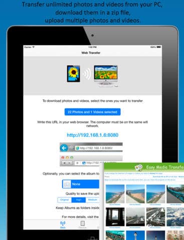 Le transfert de photos et de vidéos sans fil et facile 4 Application Easy Media Transfer