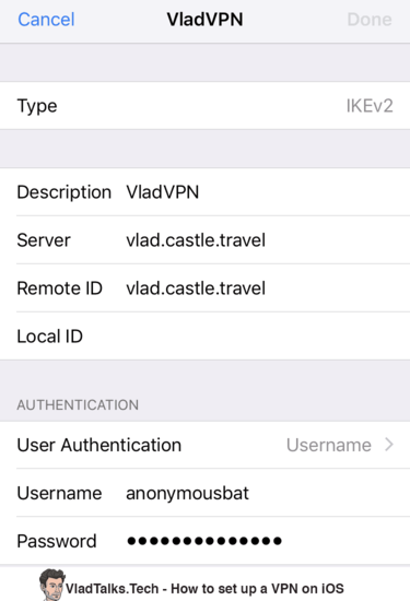 How to use a VPN like a Transylvanian guru 11 Image showing how to set up a manual VPN connection on iOS devices (iPhone, iPad).