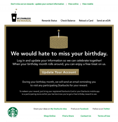 Starbucks re-engagement email design