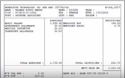 Payslip Malaysia Format Guideline For Your Payslip Payroll Malaysia