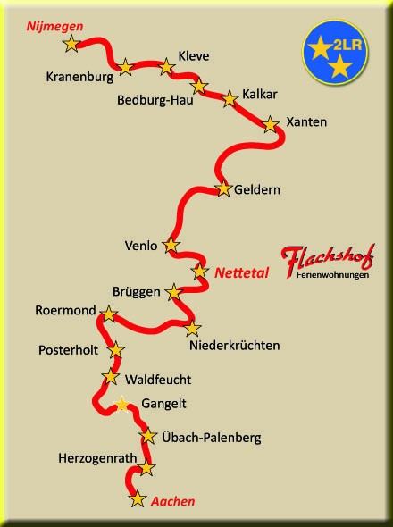 2 Länder Route Niederrhein von Aachen bis Nijmegen