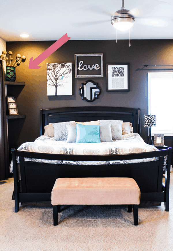 bedroom organization hacks-corner shelves as nightstands