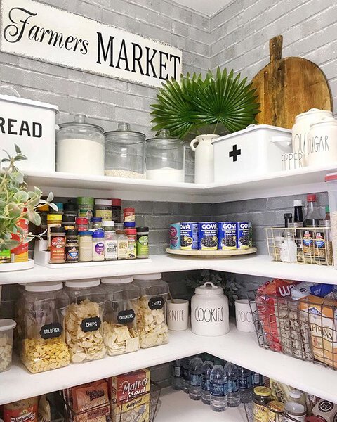 wire storage basket used in pantry for food storage