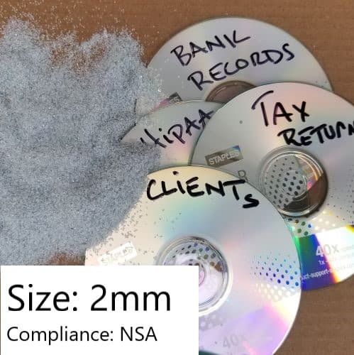 NSA compliant DVD Shredding 2mm