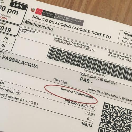 ticket to Macchu picchu