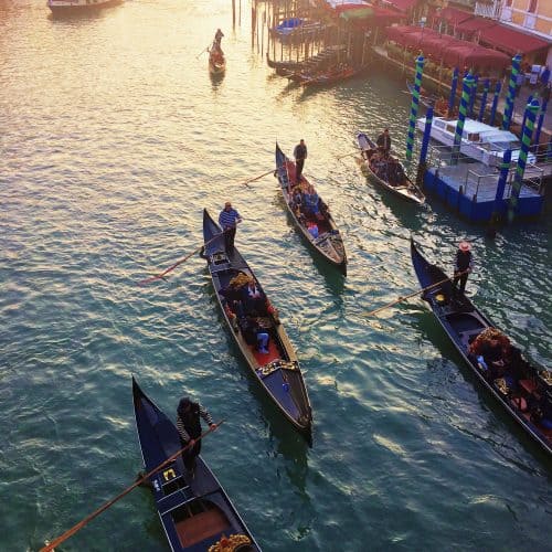 best 24 hours in Venice.Sunset from Rialto Bridge