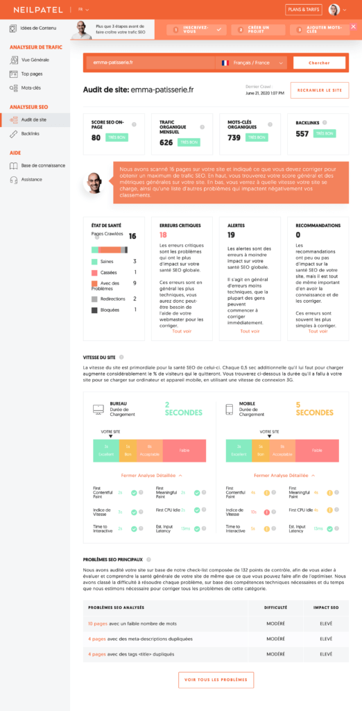 ubersuggest audit de site