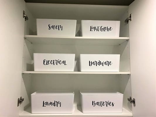 Labels on Cupboard containers with the Scan N cut