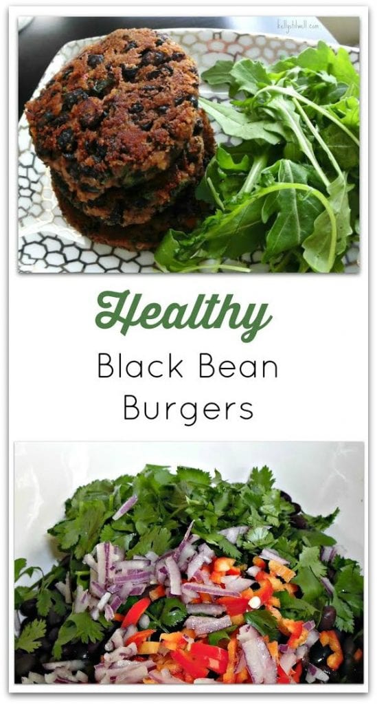 These Black Bean Burgers are so healthy. We like to eat vegetarian a couple of times a week, and this is one of my favorite easy recipes. It can be made for dinner, served alongside a salad, but could also be made smaller for appetizers.