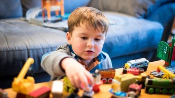 Boy Playing with Thomas Friends