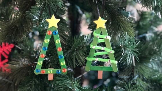 popsicle stick christmas tree ornament featured