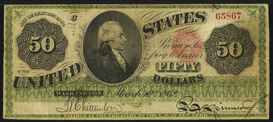 1862 Fifty Dollar Legal Tender Or United States Note