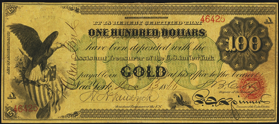 1863 One Hundred Dollar Gold Certificate