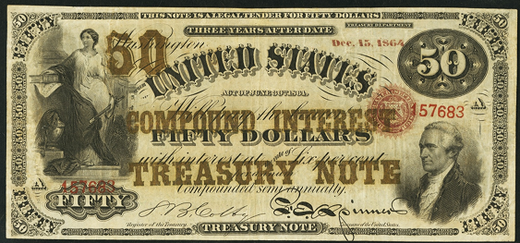 1864 Fifty Dollar Compound Interest Treasury Note