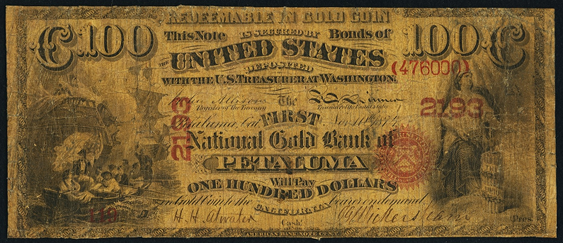 1874 One Hundred Dollar National Gold Bank Note