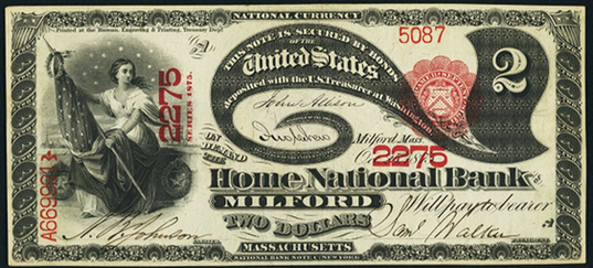 1875 Two Dollar National Bank Note