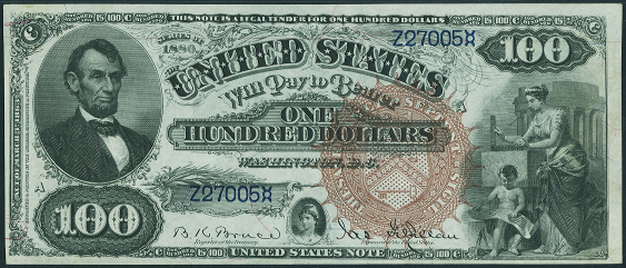 1880 One Hundred Dollar Legal Tender Or United States Note
