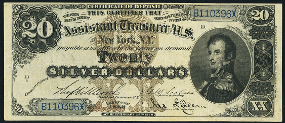 1880 Twenty Dollar Silver Certificate