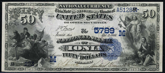 1882 \$50 Date Back - Front