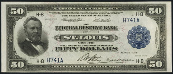 1918 Fifty Dollar Federal Reserve Bank Note