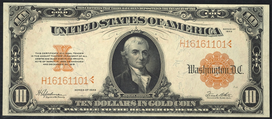 1922 Ten Dollar Gold Certificate