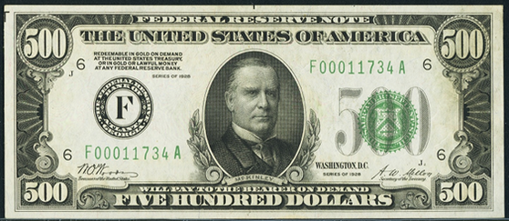 1928 Five Hundred Dollar Federal Reserve Note