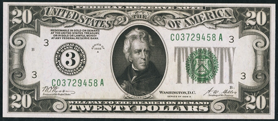 1928a Twenty Dollar Federal Reserve Note