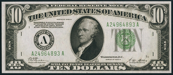 1928b Ten Dollar Federal Reserve Note