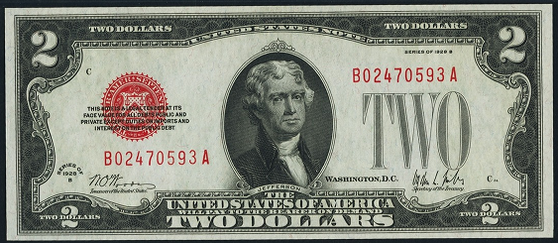 1928b Two Dollar Legal Tender Or United States Note