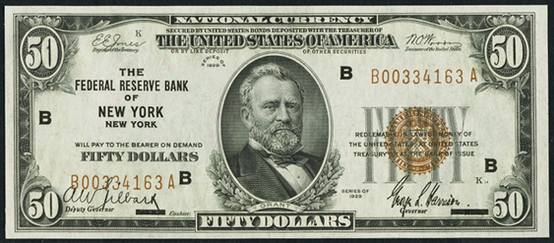 1929 Fifty Dollar Federal Reserve Bank Note