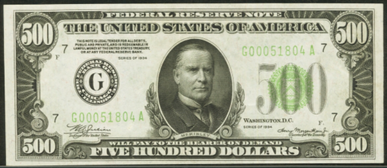 1934 Five Hundred Dollar Federal Reserve Note