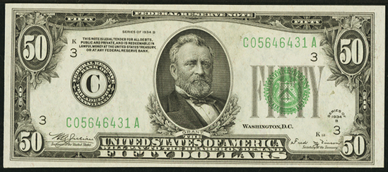 1934b Fifty Dollar Federal Reserve Note