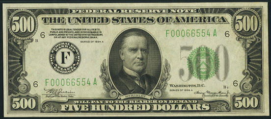 1934b Five Hundred Dollar Federal Reserve Note