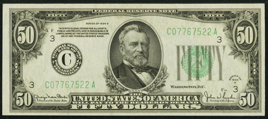 1934d Fifty Dollar Federal Reserve Note