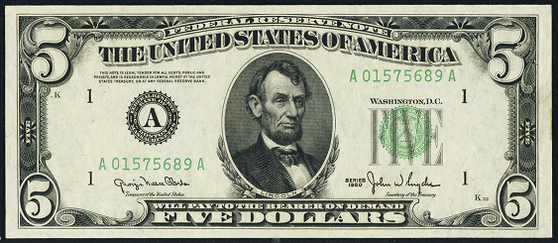 1950 Five Dollar Federal Reserve Note