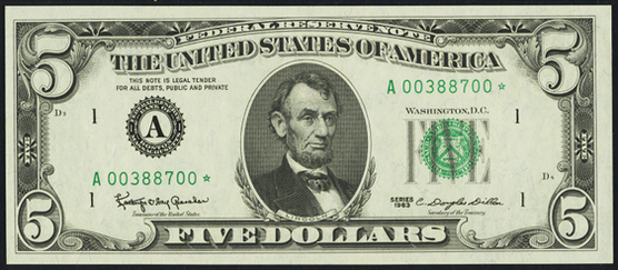 1969b Five Dollar Federal Reserve Note