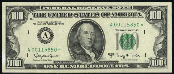 1985 One Hundred Dollar Federal Reserve Note