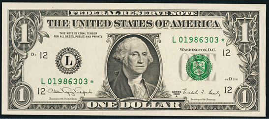 2009 One Dollar Federal Reserve Notes FW
