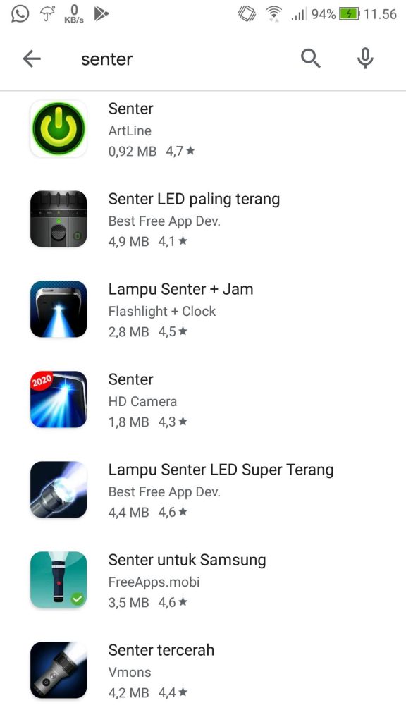 Untuk mengaktifkan senter anda tinggal tap icon senter.
