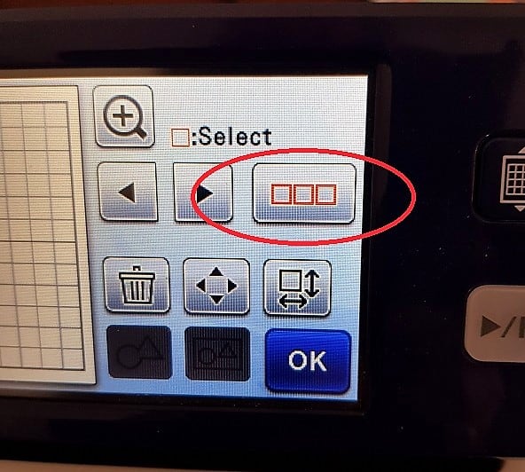 Scan N Cut -the 3 square icon will be active.