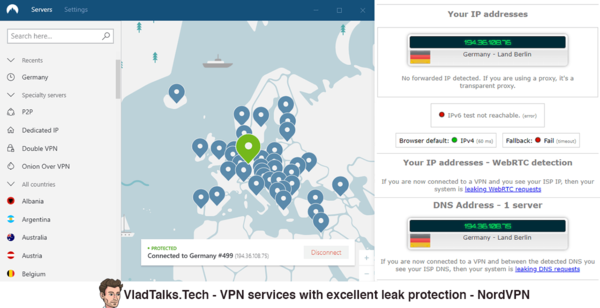 How to test my VPN. Can a bat keep a secret? 19 Screenshot with the NordVPN leak test - VPN services with excellent leak protection
