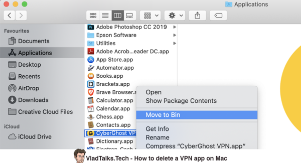 How to delete VPN on Mac. Completely uninstall a VPN app 13 How to delete a VPN app on Mac - Move to Bin
