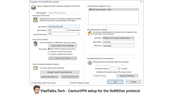 What is SoftEther VPN and how to connect to a SoftEther VPN server 17 CactusVPN setup for the SoftEther protocol