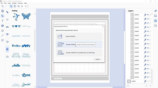 Export the design to your Scan N Cut